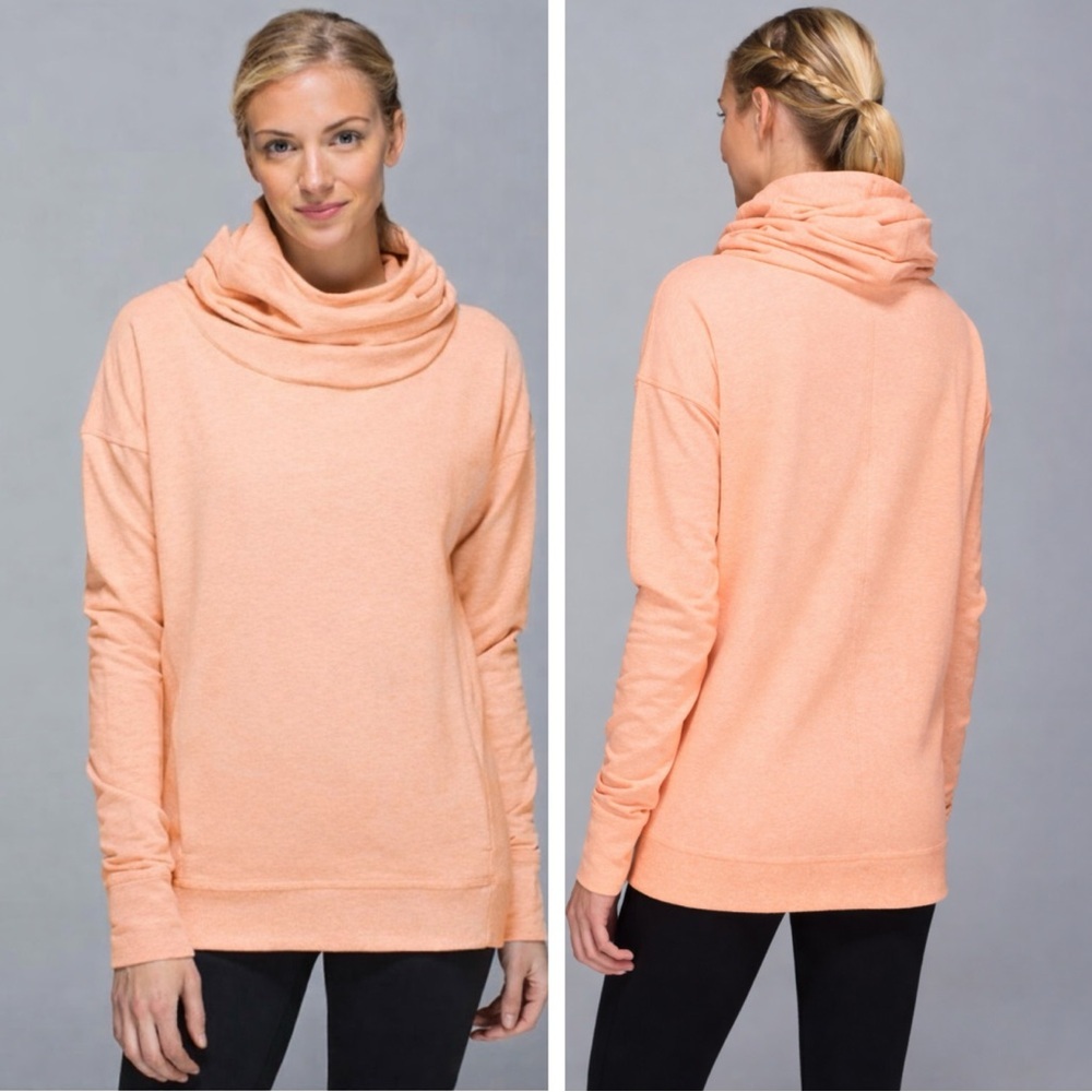 Lululemon Stress Less Hoodie Pockets Cowl Hood Lightweight Terry Stretch Top 8